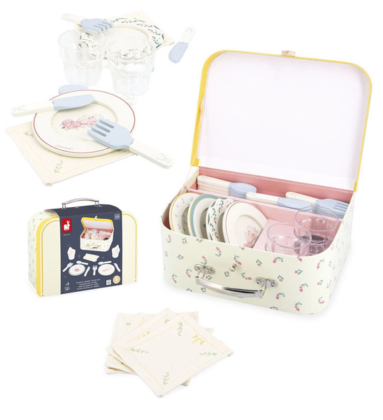 Zestaw piknikowy w walizce z akcesoriami, drewniany, 3 lata+, Janod