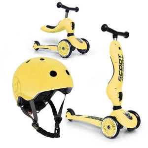 Zestaw: Scoot and Ride Highwaykick 1 2w1 jeździk i hulajnoga, od 1-5 lat, kolor: Lemon + kask S-M kolor: Lemon