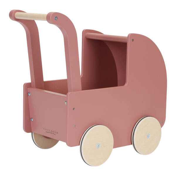 Drewniany wózek dla lalek z pościelą FSC, Little Dutch