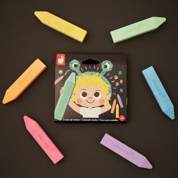 Zestaw kreatywny - Kreda chodnikowa 6 kolorów, dla dzieci, 3 lata+, Janod