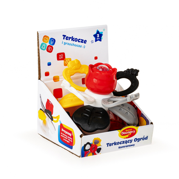 Zabawka sensoryczna - Terkoczący Ogród, kontrastowy, dla dzieci, 3m+, Dumel