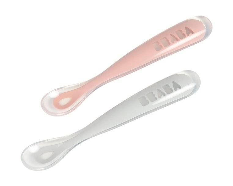 Silikonowe łyżeczki Beaba Old Pink 4m+ w etui - bezpieczne i higieniczne karmienie