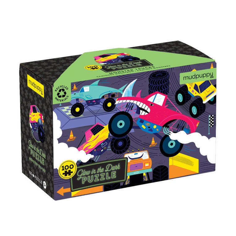 Puzzle świecące w ciemności Monster trucki Mudpuppy 100 elementów
