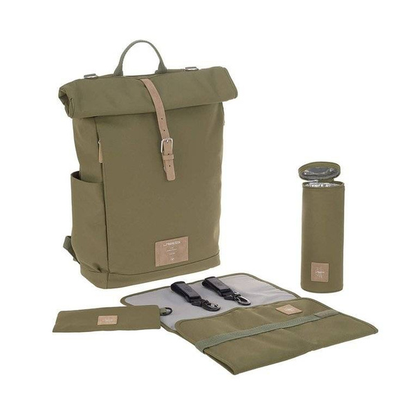 Green Label Plecak dla mam z akcesoriami Rolltop Backpack Olive, Lassig
