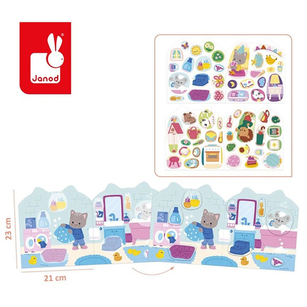 Zestaw kreatywny - książeczka z naklejkami Dom, dla dzieci, 18 m+, Janod