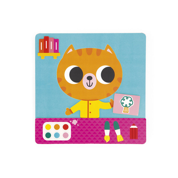 Magnetyczna układanka Plan dnia Kot, drewniana, dla dzieci, 2 lata+, Janod