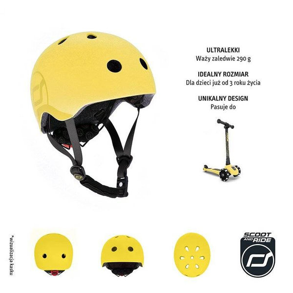 Scoot and Ride Kask dla dzieci 3+ rozm. S-M, kolor: Lemon
