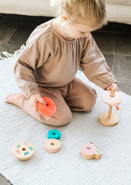 Drewniana układanka piramida z miękkimi elementami Flaming Anaïs 12 m+, Lilliputiens