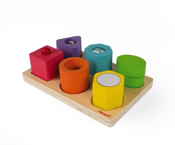 Układanka drewniana sensoryczna Kształty i dźwięki, Janod