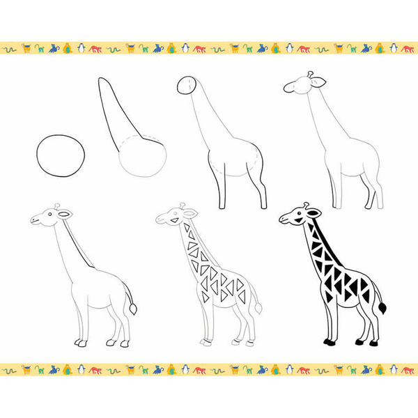 Zestaw kreatywny Rysowanie krok po kroku Zwierzęta 6+, Janod