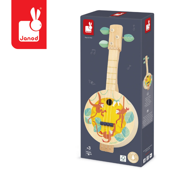Gitara / Banjo - drewniany instrument muzyczny dla dzieci, 3 lata+, Janod