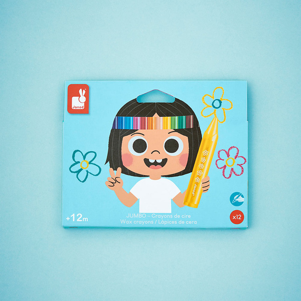 Zestaw kreatywny - Kredki woskowe 12 kolorów, dla dzieci, 12 m+, Janod