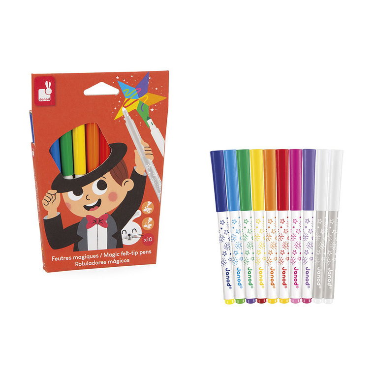 Zestaw kreatywny Magiczne flamastry Janod 3+ - magiczne flamastry zmieniające kolor