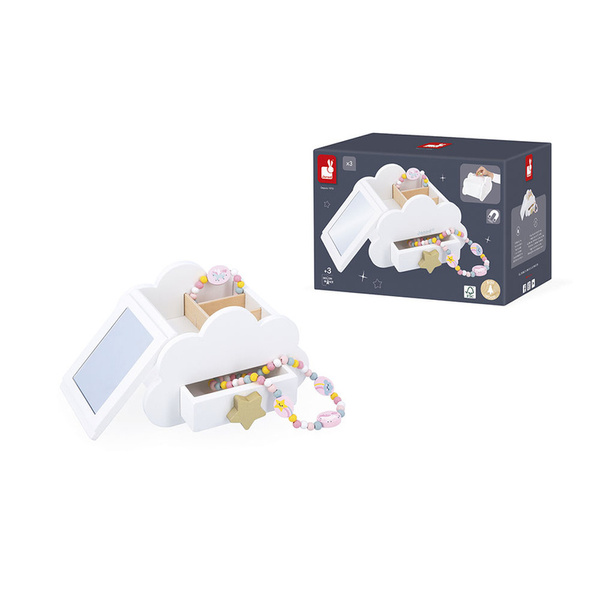 Szkatułka na biżuterię z lusterkiem, naszyjnikiem dla dziewczynki, 3+, Janod