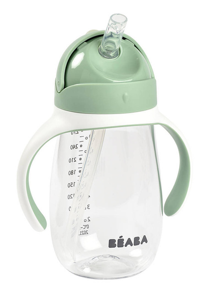 Butelka - kubek niekapek tritanowa ze słomką 300 ml Sage green, Beaba