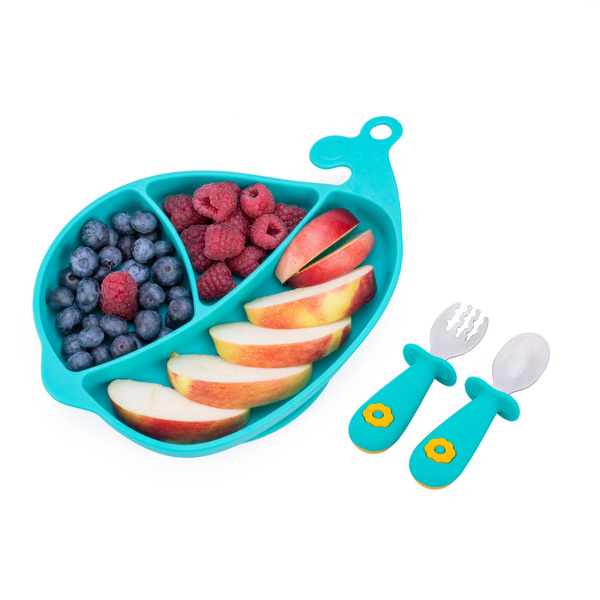 Zestaw Wieloryb - Talerz + sztućce Morski, Giligums