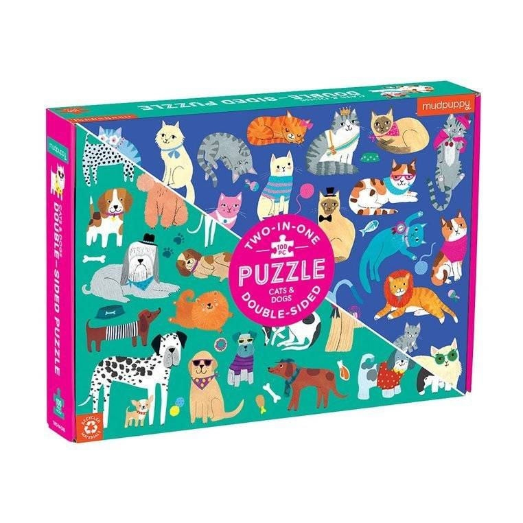 Puzzle dwustronne Koty i psy Mudpuppy 100 elementów - zabawka edukacyjna