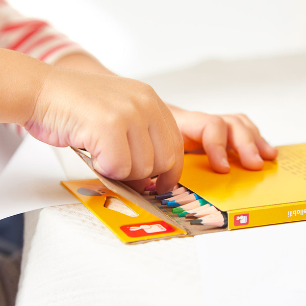 Zestaw kreatywny - Kredki ołówkowe zmazywalne z gumką, 3 lata+, Janod