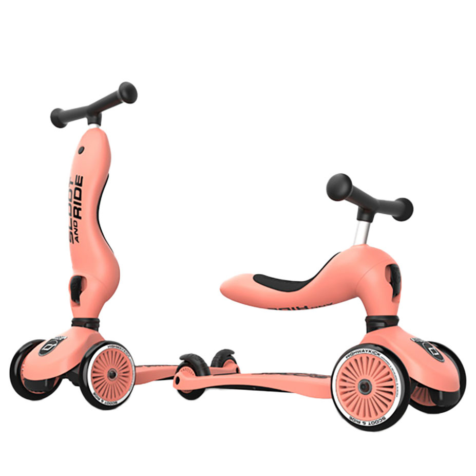 SCOOTANDRIDE Highwaykick1 2w1 Jeździk i hulajnoga 1-5 lat Peach, brzoskwiniowy