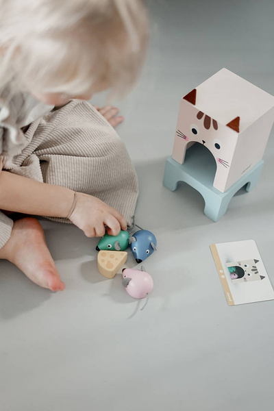 Drewniana układanka Orientacja w przestrzeni Kot i mysz 3+, Janod