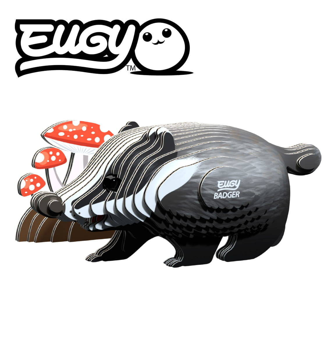 Puzzle 3D Borsuk Eugy wygląd i kolory ekologicznej układanki