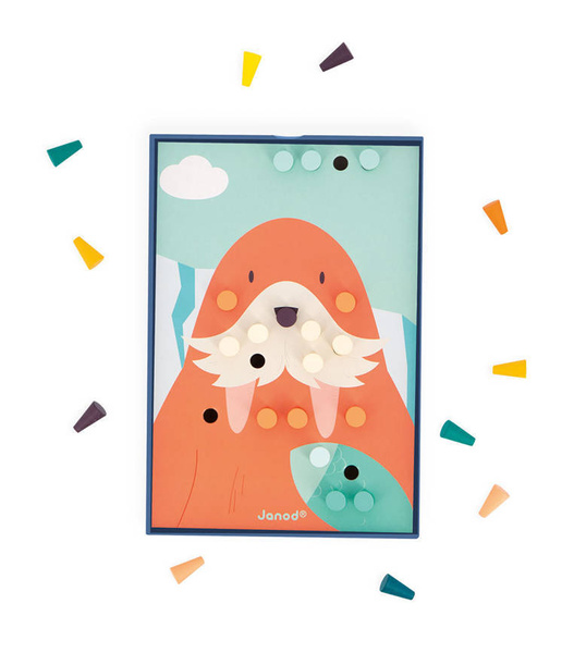 Układanka drewniana mozaika Zwierzątka - zabawka kreatywna 3 lata+, Janod