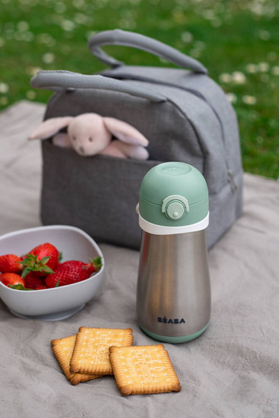 Bidon termiczny termobutelka 350 ml Sage green, Beaba