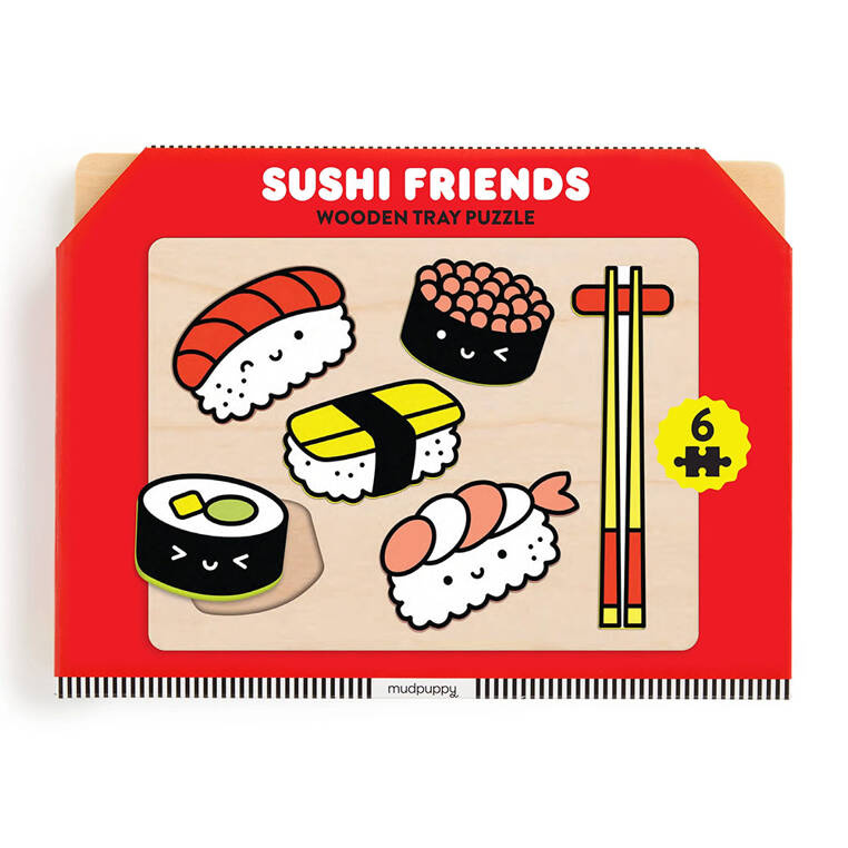 Mudpuppy Pierwsze puzzle drewniane 3D Sushi – kolorowe puzzle edukacyjne