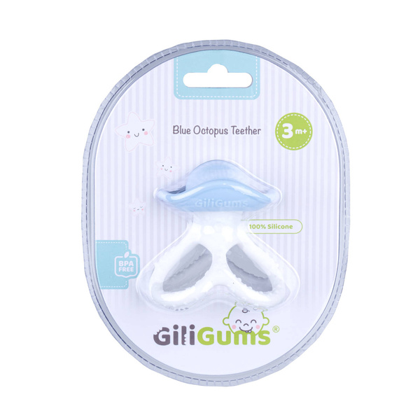 Gryzak silikonowy Ośmiorniczka Niebieski, Giligums