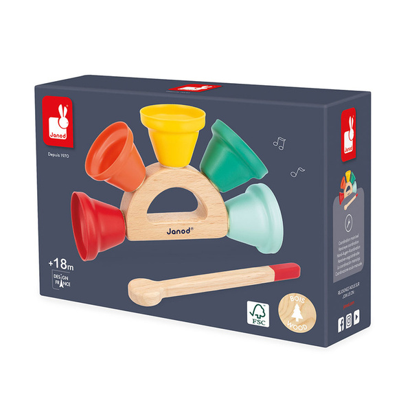 Dzwoneczki janczary Gioia - drewniany instrument muzyczny, 18 m+, Janod