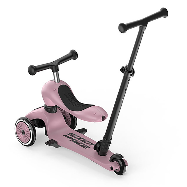 Zestaw: Scoot and Ride HK1 Push and Go 2w1 jeździk i hulajnoga dla dzieci 1-5 lat, kolor: Wildberry + ochraniacze rozm. XXS
