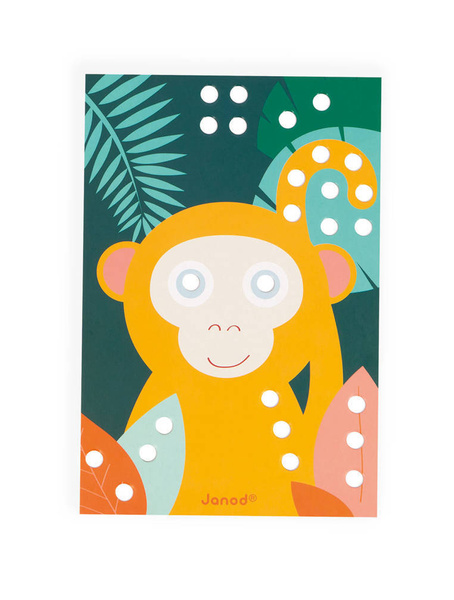 Układanka drewniana mozaika Zwierzątka - zabawka kreatywna 3 lata+, Janod