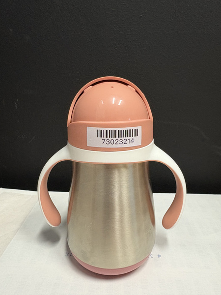 Butelka - kubek niekapek stalowa ze słomką 250 ml old pink, Beaba