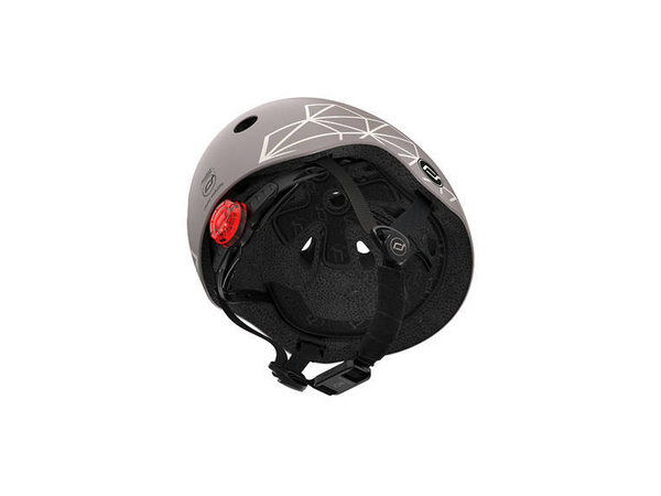 Zestaw: Scoot and Ride Kask dla dzieci 1-5 lat rozm. XXS-S, kolor: Brown Lines + ochraniacze rozm. XXS, kolor; Ash