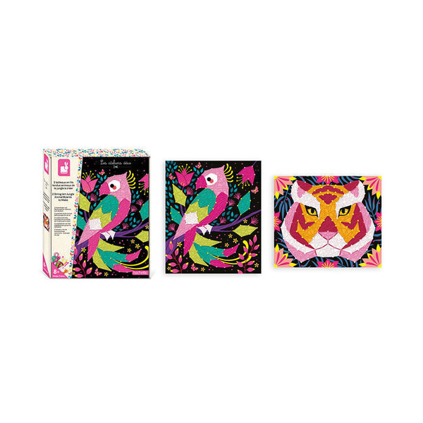 Zestaw kreatywny Przeplatanka 3D String art Zwierzęta dżungli 8+, Janod