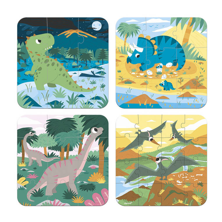 Puzzle progresywne Dinozaury Janod 2+ edukacyjne