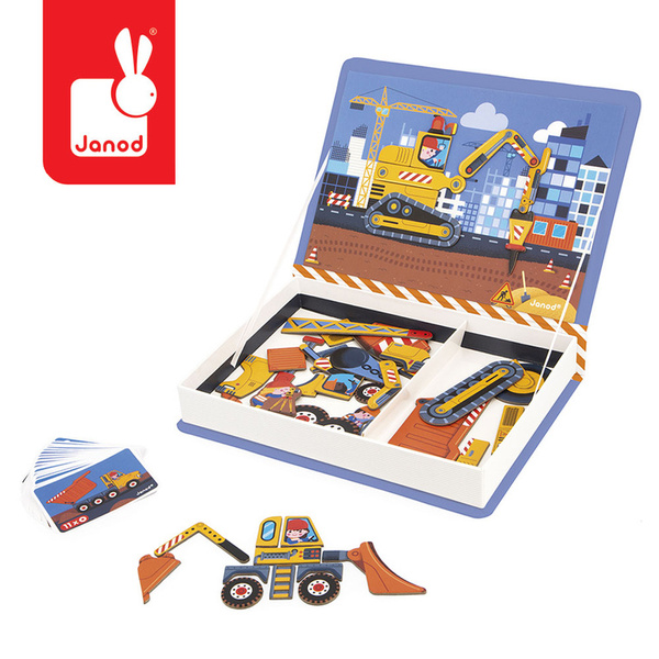 Układanka magnetyczna Magnetibook Plac budowy, dla dzieci, 3-8 lat, Janod