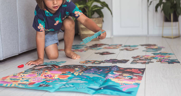 Świecące puzzle z mini-lampką UV Ocean 24 elementy 3+, Janod