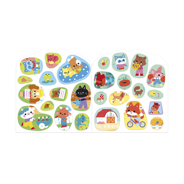 Zestaw kreatywny - książeczka z naklejkami Wieś, dla dzieci, 18 m+, Janod