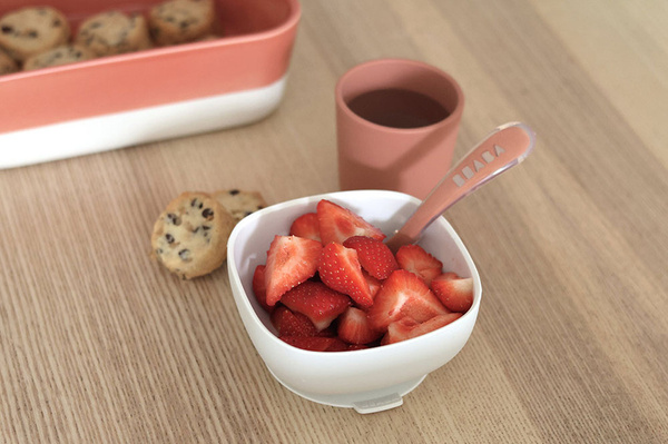 Zestaw - Komplet naczyń silikonowy z przyssawką, dla dzieci, 4 m+, Beaba