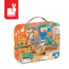 Puzzle w walizce Plac budowy, 36 elementów, dla dzieci, 4 lata+, Janod