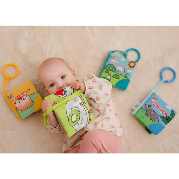Książeczki Gryzaki 4W1 - zabawki edukacyjne dla dzieci 0 m+, Jolly Baby