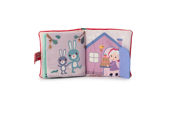 Miękka mini-książeczka wielofunkcyjna z silikonowym gryzakiem Czerwony Kapturek 6 m+, Lilliputiens