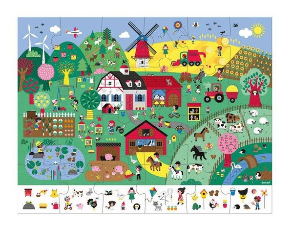 Puzzle obserwacyjne w walizce Farma 24 elementy 3+ Made in France, Janod