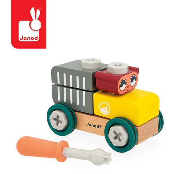 Samochód - cysterna do składania drewniany Miś Brico ‘Kids, 2 lata+, Janod