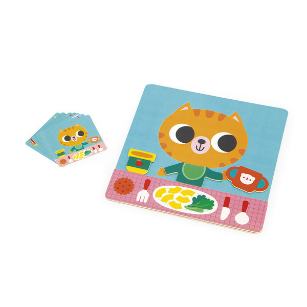 Magnetyczna układanka Plan dnia Kot, drewniana, dla dzieci, 2 lata+, Janod