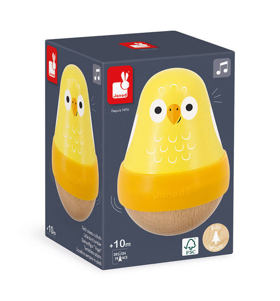 Drewniana wańka wstańka z dzwoneczkiem Ptaszek Tropik 10m+, Janod