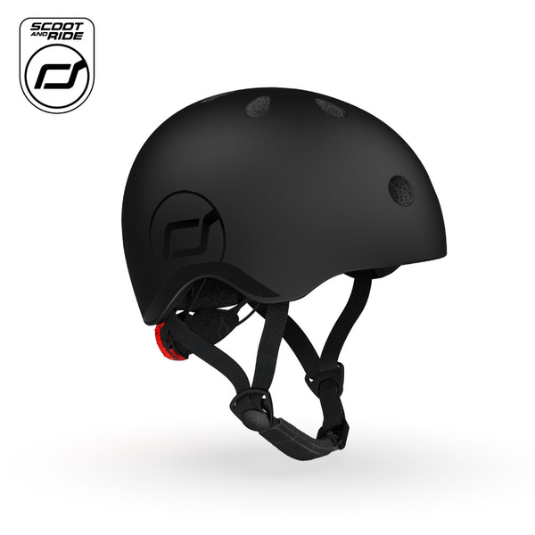 Zestaw: Scoot and Ride Kask dla dzieci 3+ rozm. S-M, kolor: Black (czarny) + ochraniacze rozm. S
