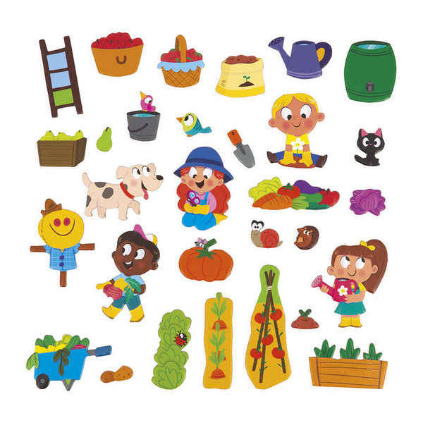 Magnetyczna układanka W ogródku Magneti'stories, dla dzieci, 3 lata+, Janod