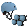 Zestaw: Scoot and Ride Kask dla dzieci 3+ rozm. S-M, kolor: Steel + ochraniacze rozm. S